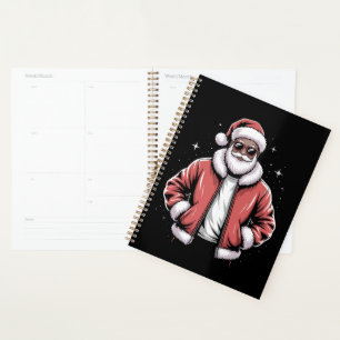 African American Santa Christmas Pajama Cool Black Planner