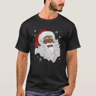 African American Santa Christmas Pajama Cool Black T-Shirt