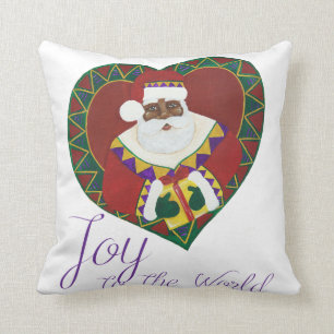 African American Santa Christmas Pillow
