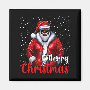African American Santa Christmas Shirt Pajama Cool Magnet