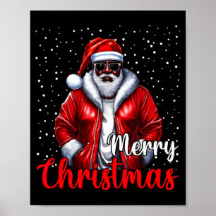 African American Santa Christmas Shirt Pajama Cool Poster