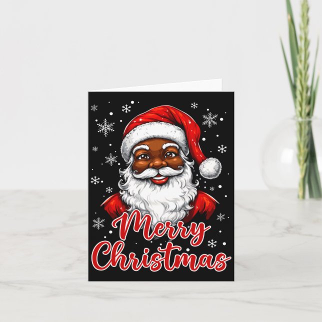 African American Santa Christmas Vintage Afro Blac Card (Front)