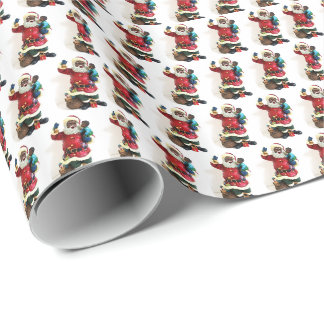 African American Santa Claus and Child Gift Wrapping Paper