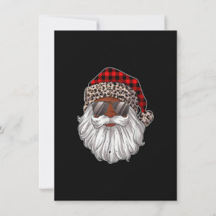 African American Santa Claus Black Christmas Leopa Invitation