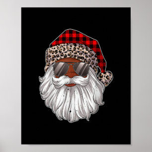 African American Santa Claus Black Christmas Leopa Poster