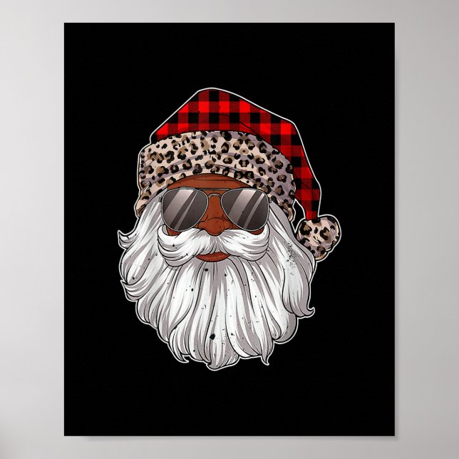African American Santa Claus Black Christmas Leopa Poster (Front)