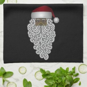  African American  Santa Claus Black Christmas  Tea Towel