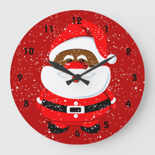 African-American Santa Claus Christmas custom Large Clock
