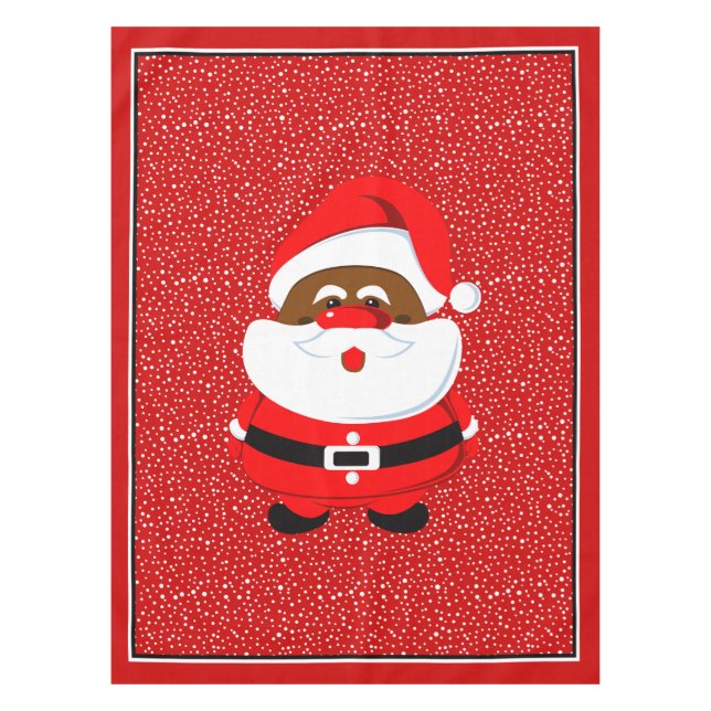 African-American Santa Claus Christmas custom Tablecloth (Front)