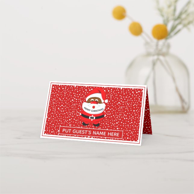 African-American Santa Claus Christmas escort Place Card (Front)
