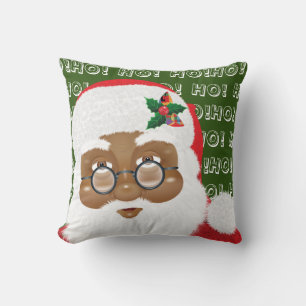 African American Santa Claus Christmas Holiday Cushion