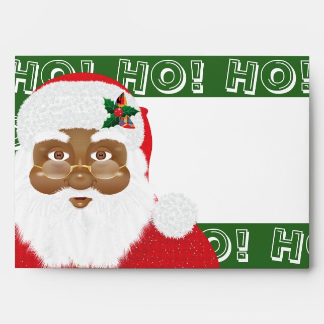 African American Santa Claus Christmas Holiday Envelope (Front)