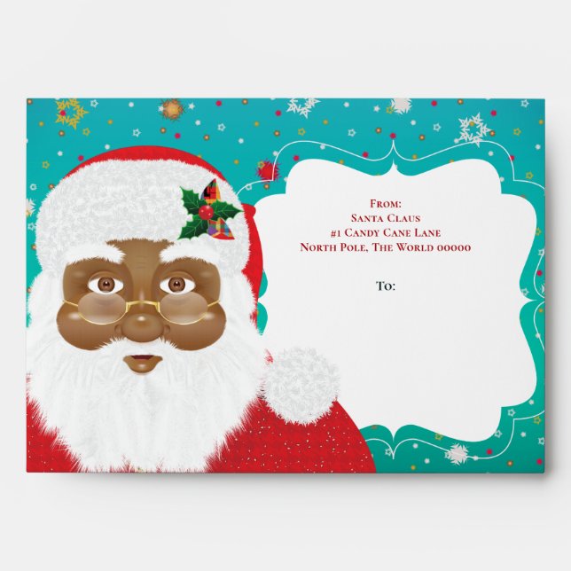 African American Santa Claus Christmas Holiday Envelope (Front)