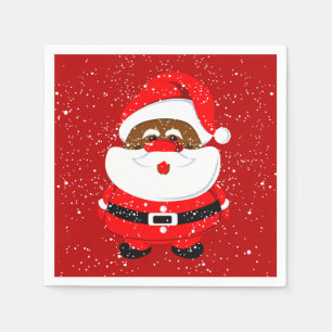 African American Santa Claus Christmas holiday Napkin