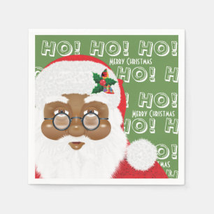 African American Santa Claus Christmas Holiday Napkin