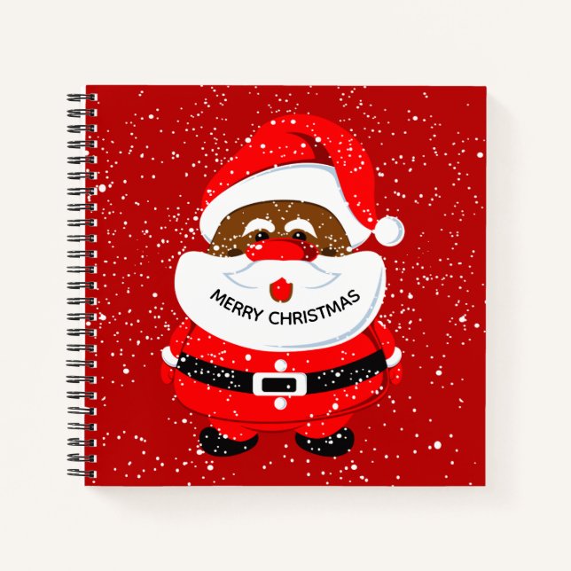 African American Santa Claus, Christmas holiday Notebook (Front)