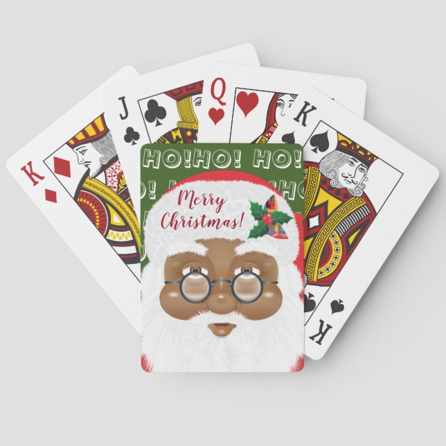 African American Santa Claus Christmas Holiday Playing Cards (Back)