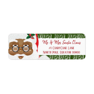 African American Santa Claus Christmas Holiday Return Address Label
