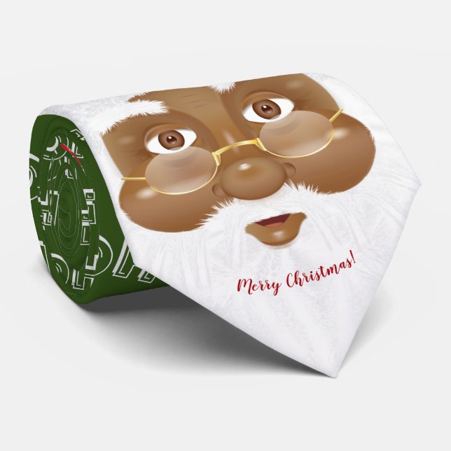 African American Santa Claus Christmas Holiday Tie (Rolled)