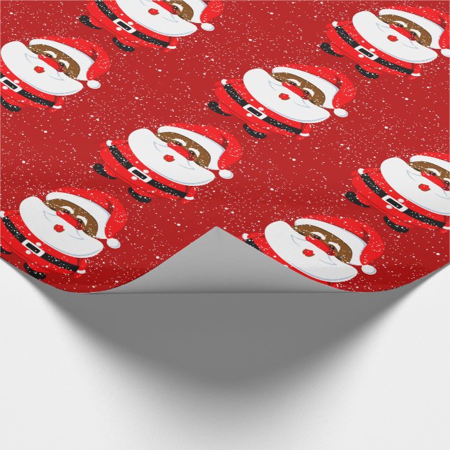 African American Santa Claus Christmas holiday Wrapping Paper (Corner)