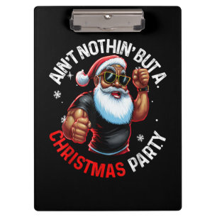 African American Santa Claus Christmas Pajama Clipboard