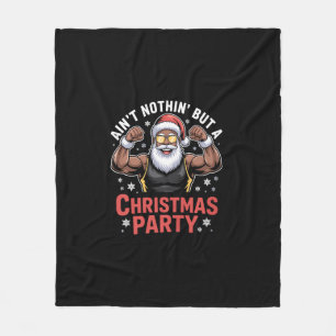 African American Santa Claus Christmas Pajama Fleece Blanket