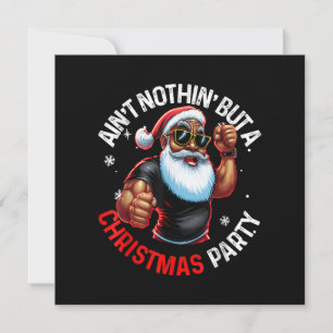 African American Santa Claus Christmas Pajama Invitation