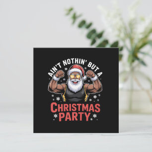 African American Santa Claus Christmas Pajama Invitation