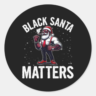 African American Santa Claus Christmas Pajama Men Classic Round Sticker