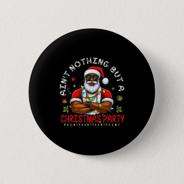 African American Santa Claus Christmas Pajama Menw 6 Cm Round Badge (Front)