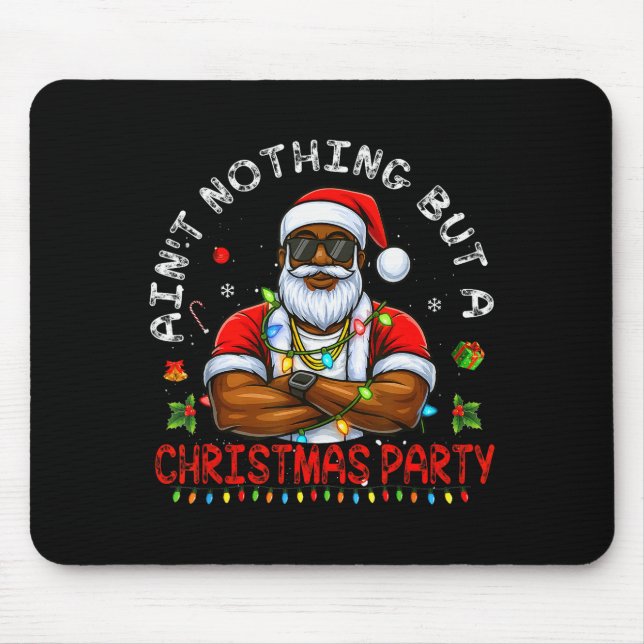 African American Santa Claus Christmas Pajama Menw Mouse Pad (Front)