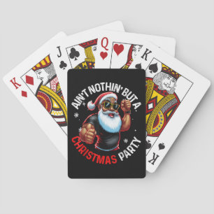African American Santa Claus Christmas Pajama Playing Cards