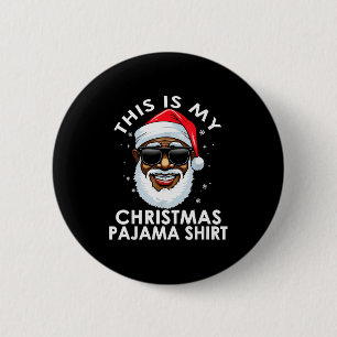 African American Santa Claus Christmas Pajama Shir 6 Cm Round Badge