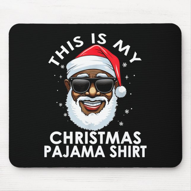 African American Santa Claus Christmas Pajama Shir Mouse Pad (Front)