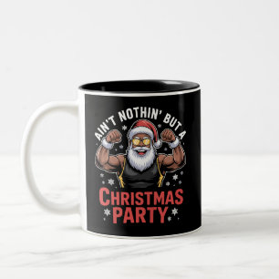 African American Santa Claus Christmas Pajama Two-Tone Coffee Mug