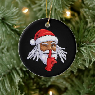 African American Santa Claus Christmas Party Decor Ceramic Ornament