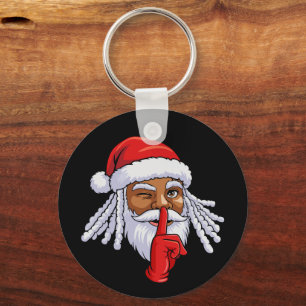 African American Santa Claus Christmas Party Decor Key Ring