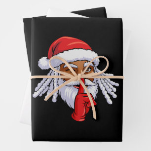 African American Santa Claus Christmas Party Decor Wrapping Paper Sheet
