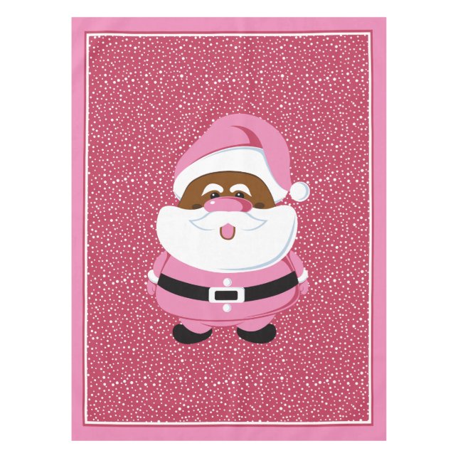 African-American Santa Claus Christmas pink Tablecloth (Front)