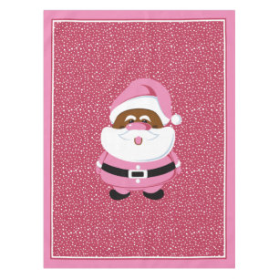 African-American Santa Claus Christmas pink Tablecloth