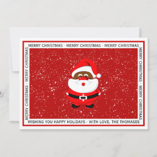 African-American Santa Claus Christmas red photo Holiday Card