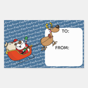 African American Santa Claus Kwanzaa Celebration Rectangular Sticker