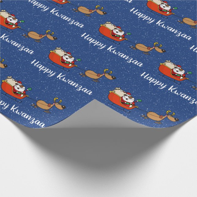 African American Santa Claus Kwanzaa Celebration Wrapping Paper (Corner)