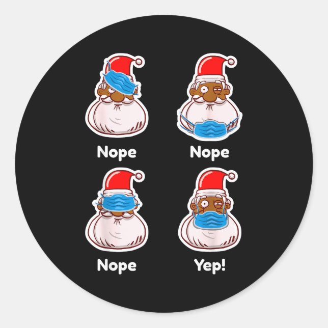 African American Santa Claus Matching Christmas Pa Classic Round Sticker (Front)