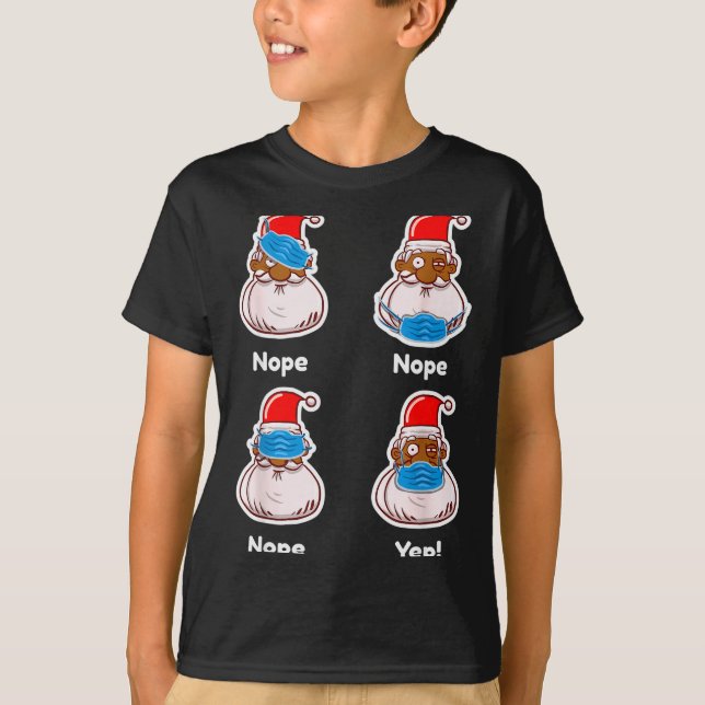 African American Santa Claus Matching Christmas Pa T-Shirt (Front)