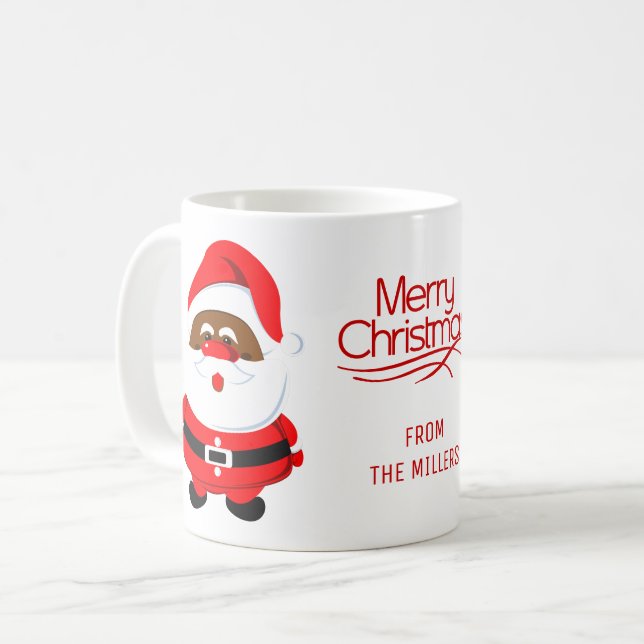 African-American Santa Claus Merry Christmas  Coffee Mug (Front Left)