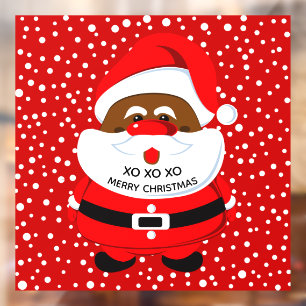 African-American Santa Claus red Christmas Window