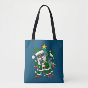African American Santa claus Ugly Christmas Pajama Tote Bag