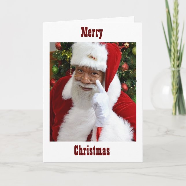 AFRICAN AMERICAN SANTA CLAUS WISHES HOLIDAY CARD (Front)