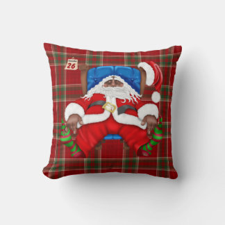 African American Santa Clause Christmas Holiday Cushion